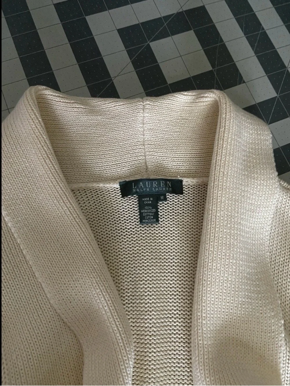 Ralph Lauren M Ivory Open-Front Women's Long Belted Cotton Cardigan NWT $99.50